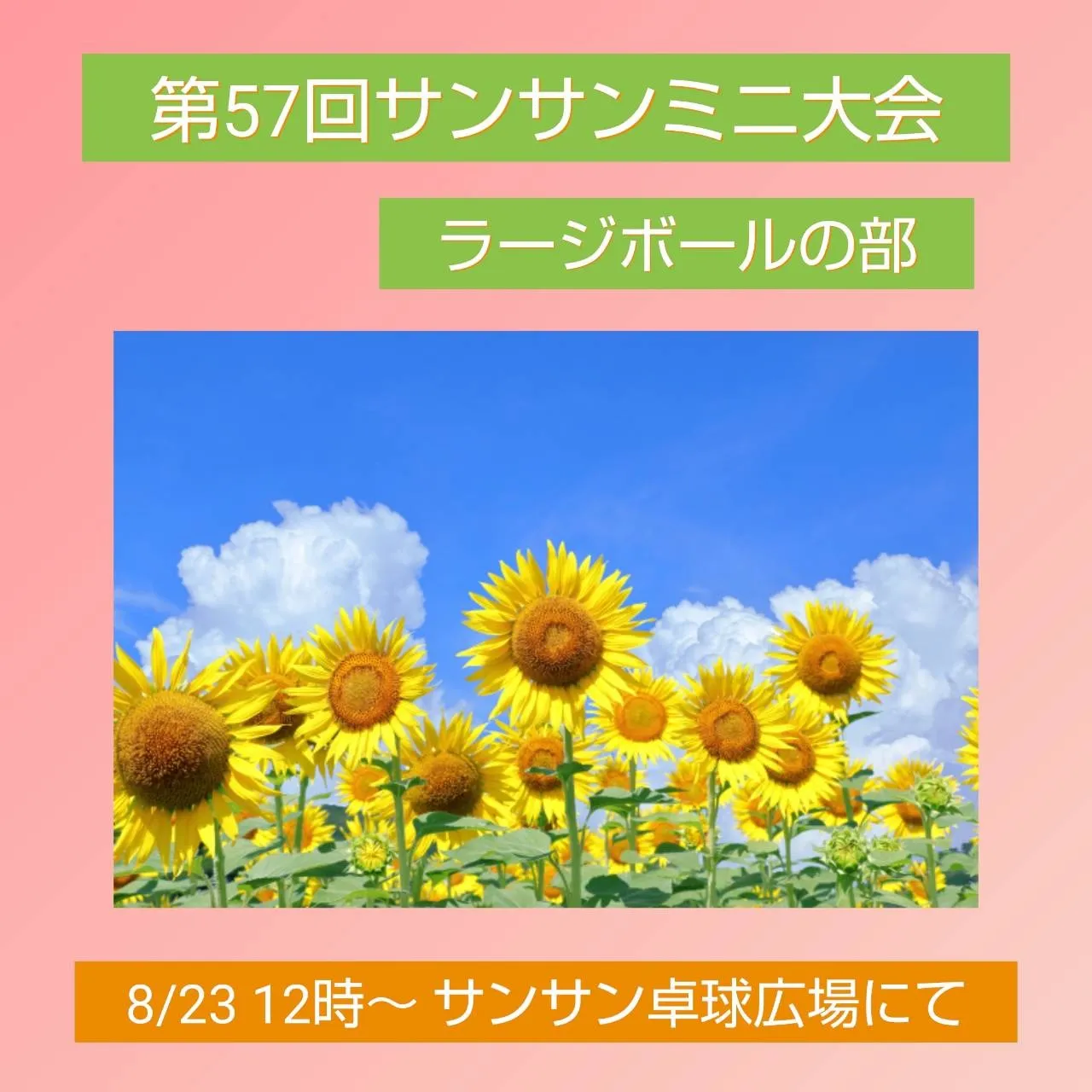 8/23 サンサンミニ大会(ラージボールの部)開催のお知らせ